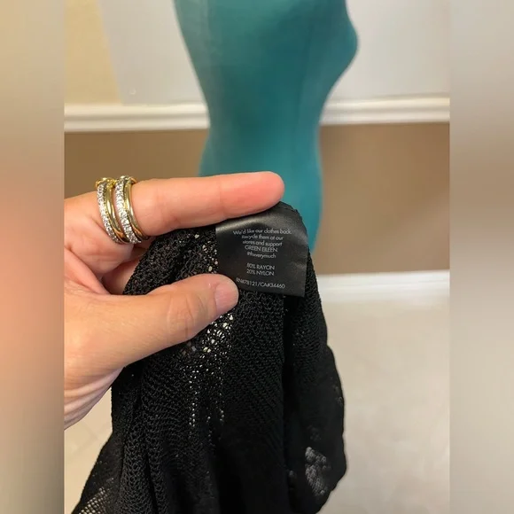 EILEEN FISHER Black Crinkle Mesh Sleeveless Dress – Size S - Picture 6 of 6